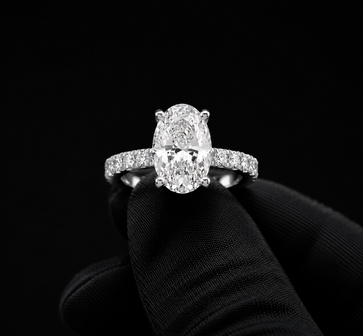 Lab-Grown Diamond Engagement Ring with Hidden Halo