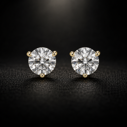 diamond studs in 14k yellow gold