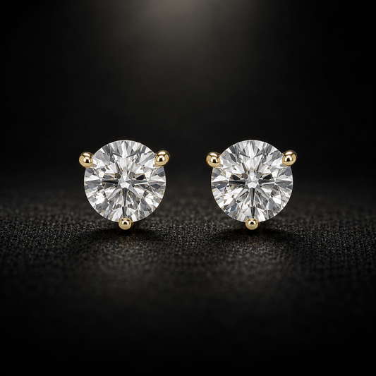 diamond studs in 14k yellow gold