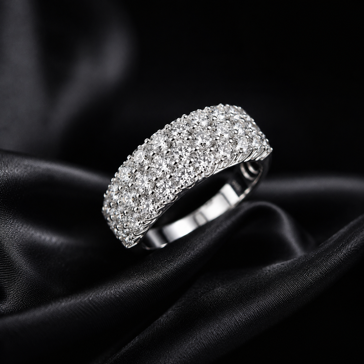 Silver 3 carat total pave' diamond ring