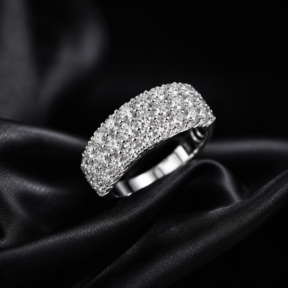 Silver 3 carat total pave' diamond ring