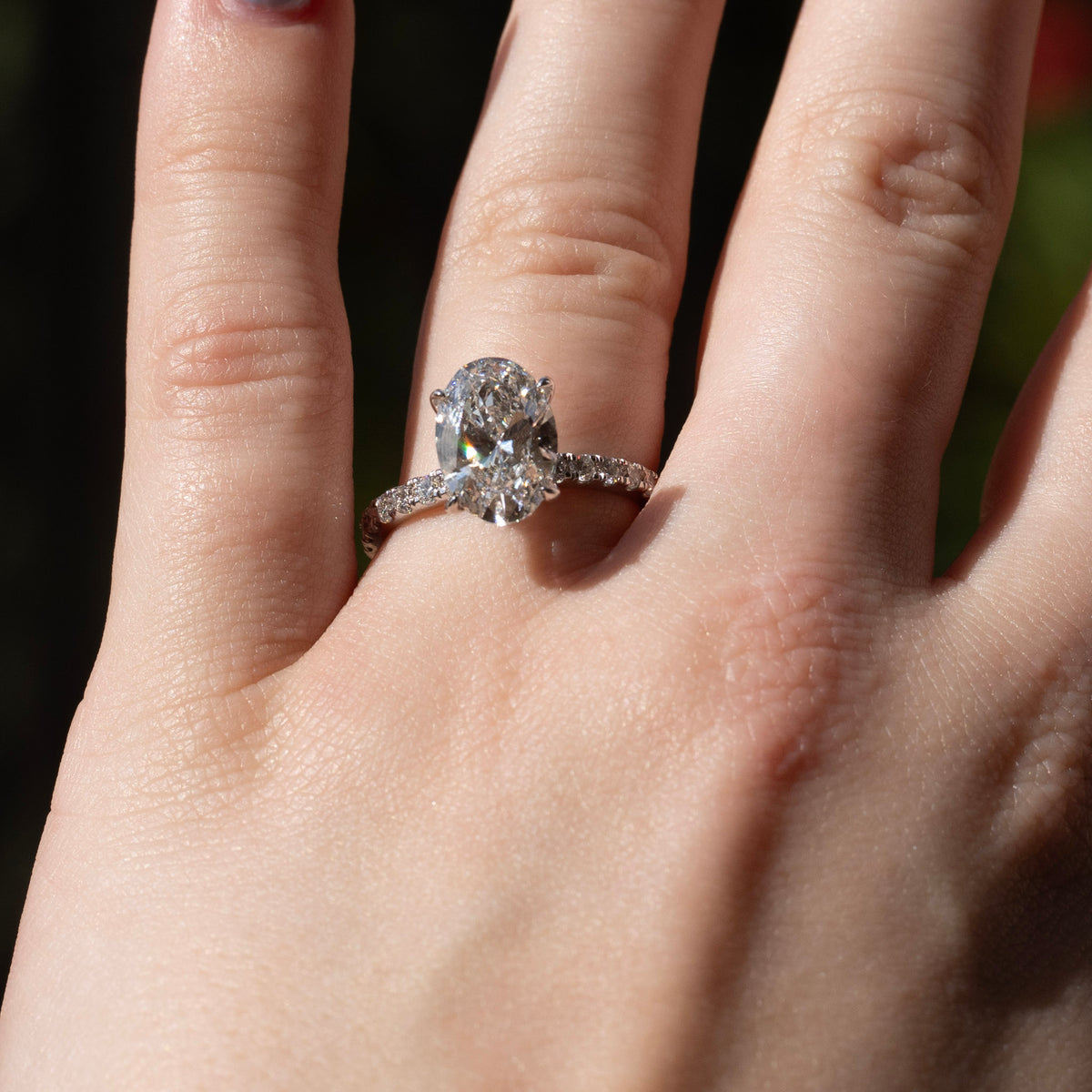 Lab-Grown Diamond Engagement Ring with Hidden Halo