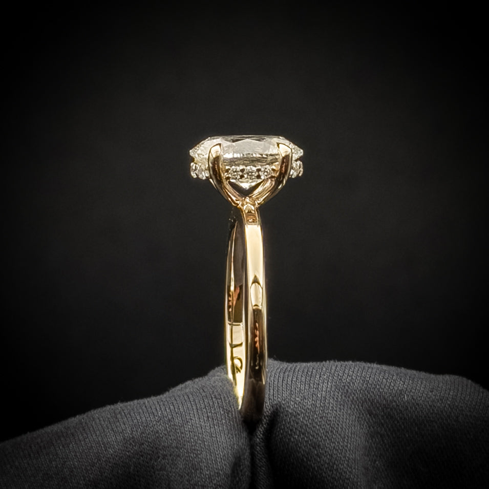 Lab-Grown Diamond Solitaire Engagement Ring with Hidden Halo