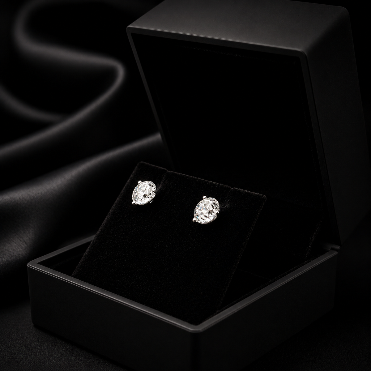 4 carat total diamond studs martini style 14k white gold