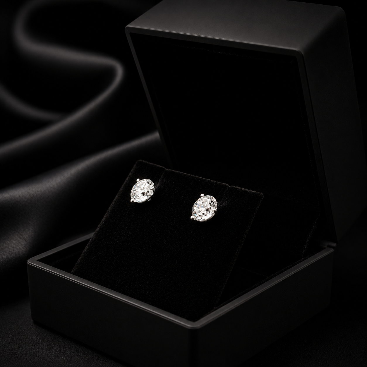 4 carat total diamond studs martini style 14k white gold