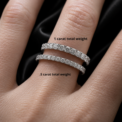 French Pavé Lab-Grown Diamond Wedding or Anniversary Band