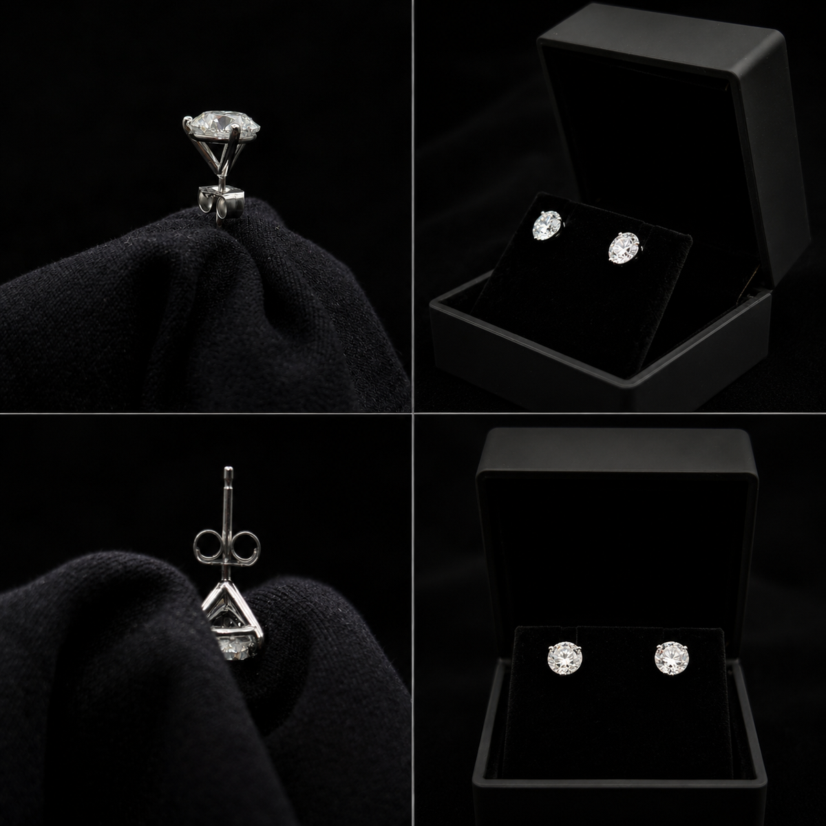 martini style diamond studs with push backs