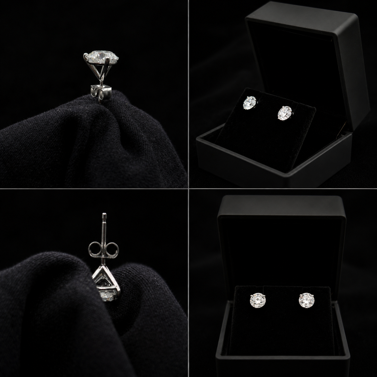 martini style diamond studs with push backs