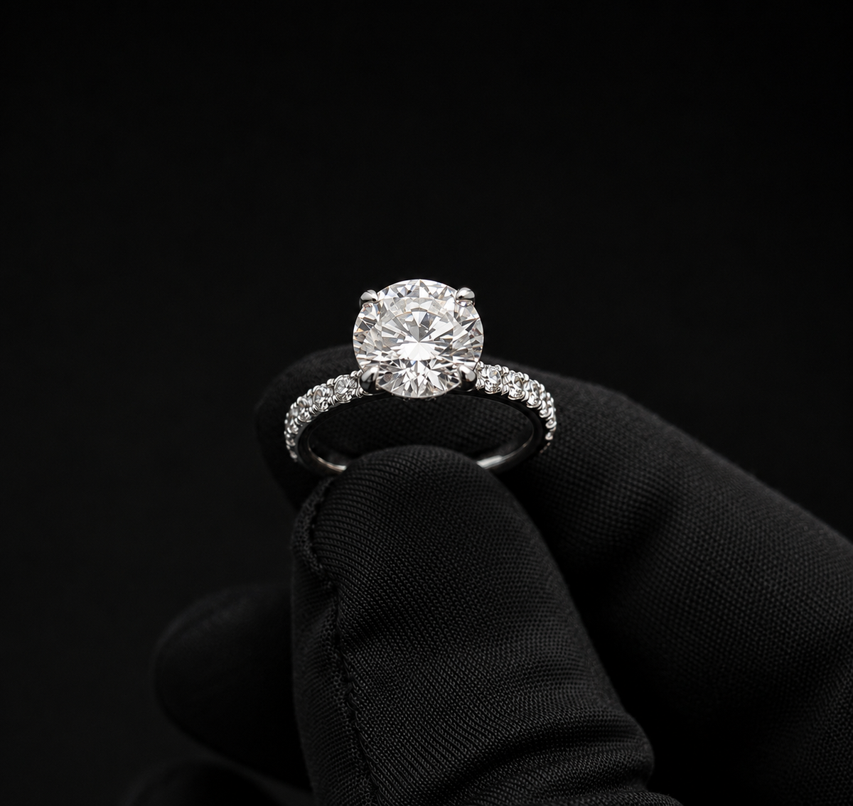 Lab-Grown Diamond Engagement Ring with Hidden Halo