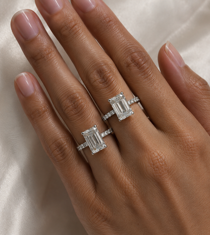 Lab-Grown Diamond Engagement Ring with Hidden Halo