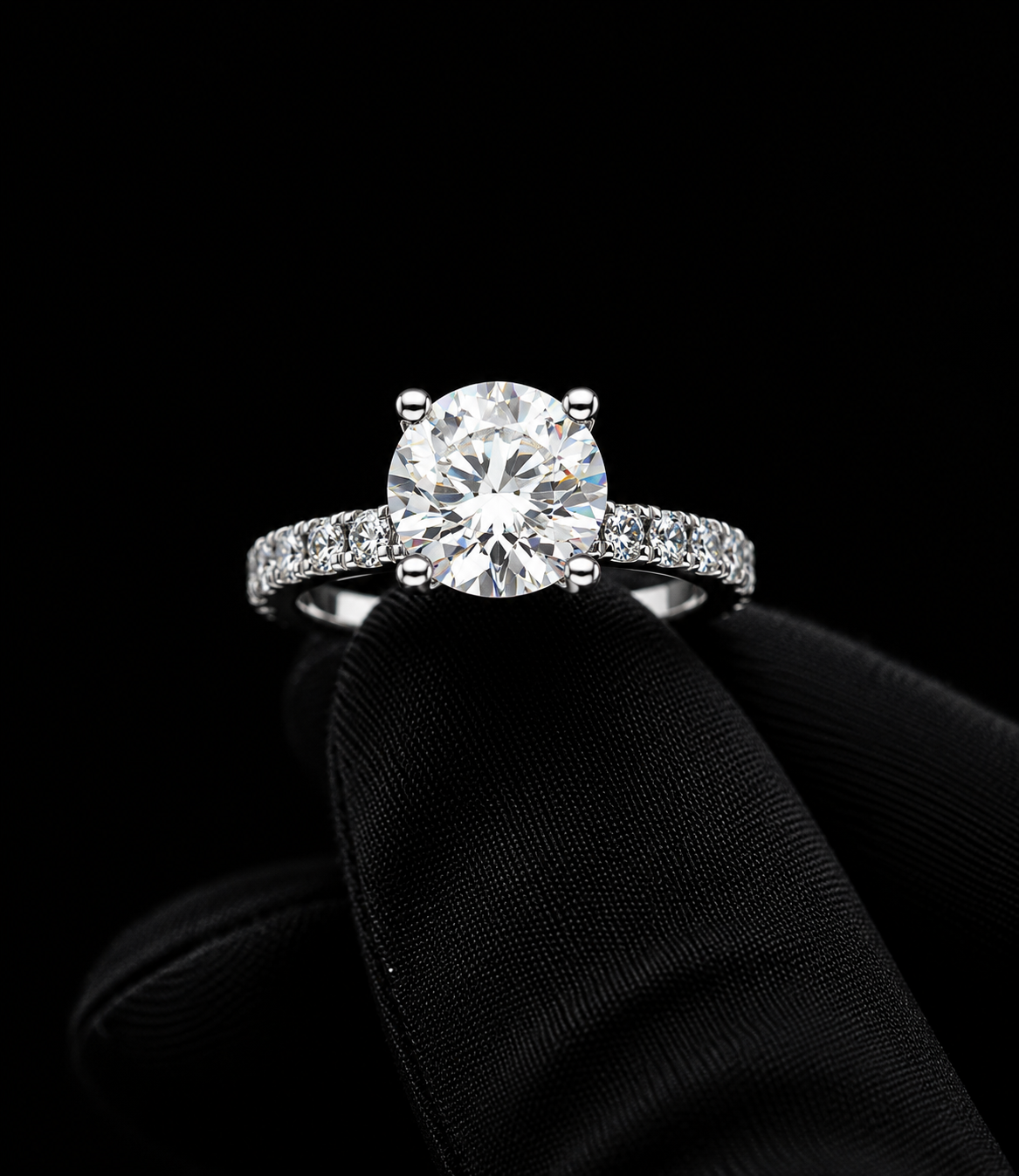 Lab-Grown Diamond Engagement Ring with Hidden Halo