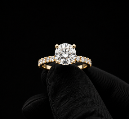 Lab-Grown Diamond Engagement Ring with Hidden Halo