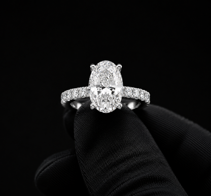Lab-Grown Diamond Engagement Ring with Hidden Halo