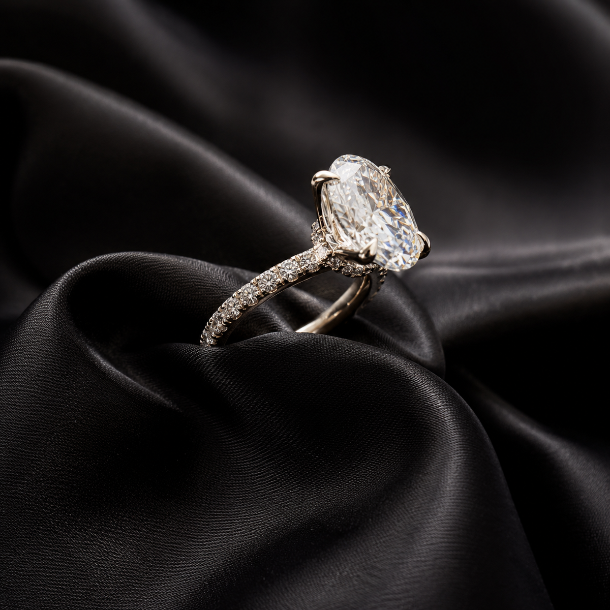 Lab-Grown Diamond Engagement Ring with Hidden Halo