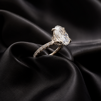 Lab-Grown Diamond Engagement Ring with Hidden Halo