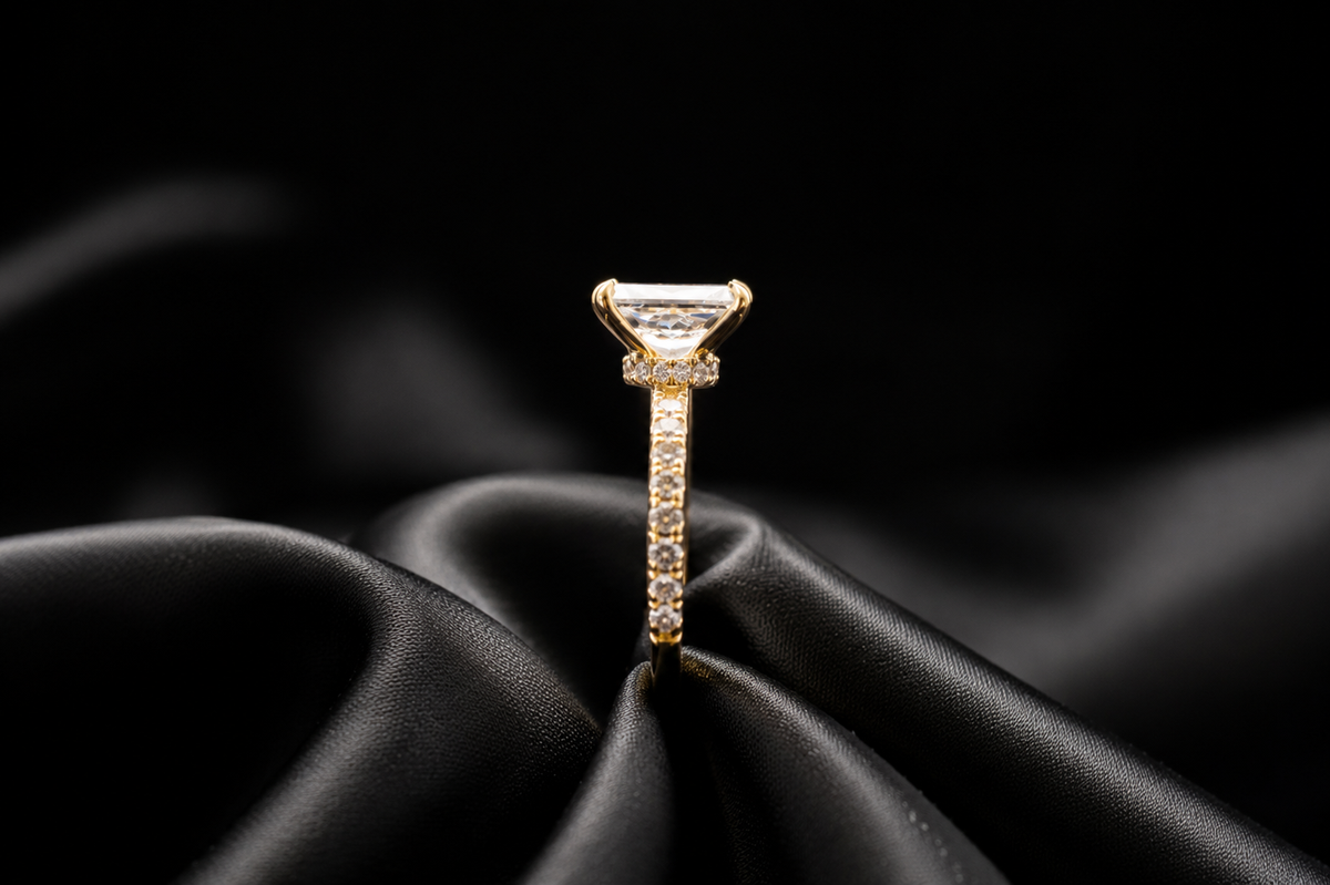 Lab-Grown Diamond Engagement Ring with Hidden Halo