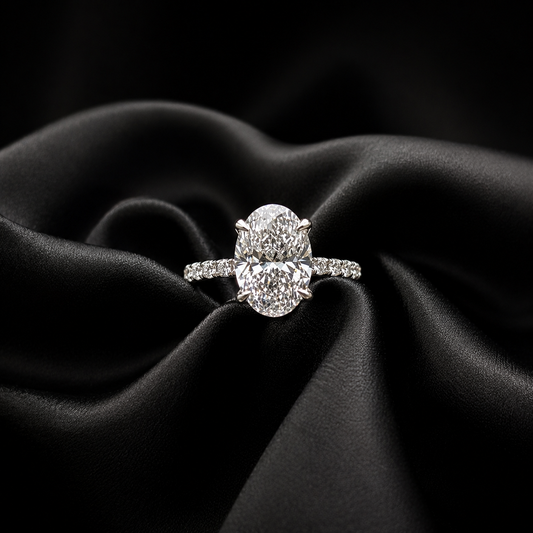 Lab-Grown Diamond Engagement Ring with Hidden Halo