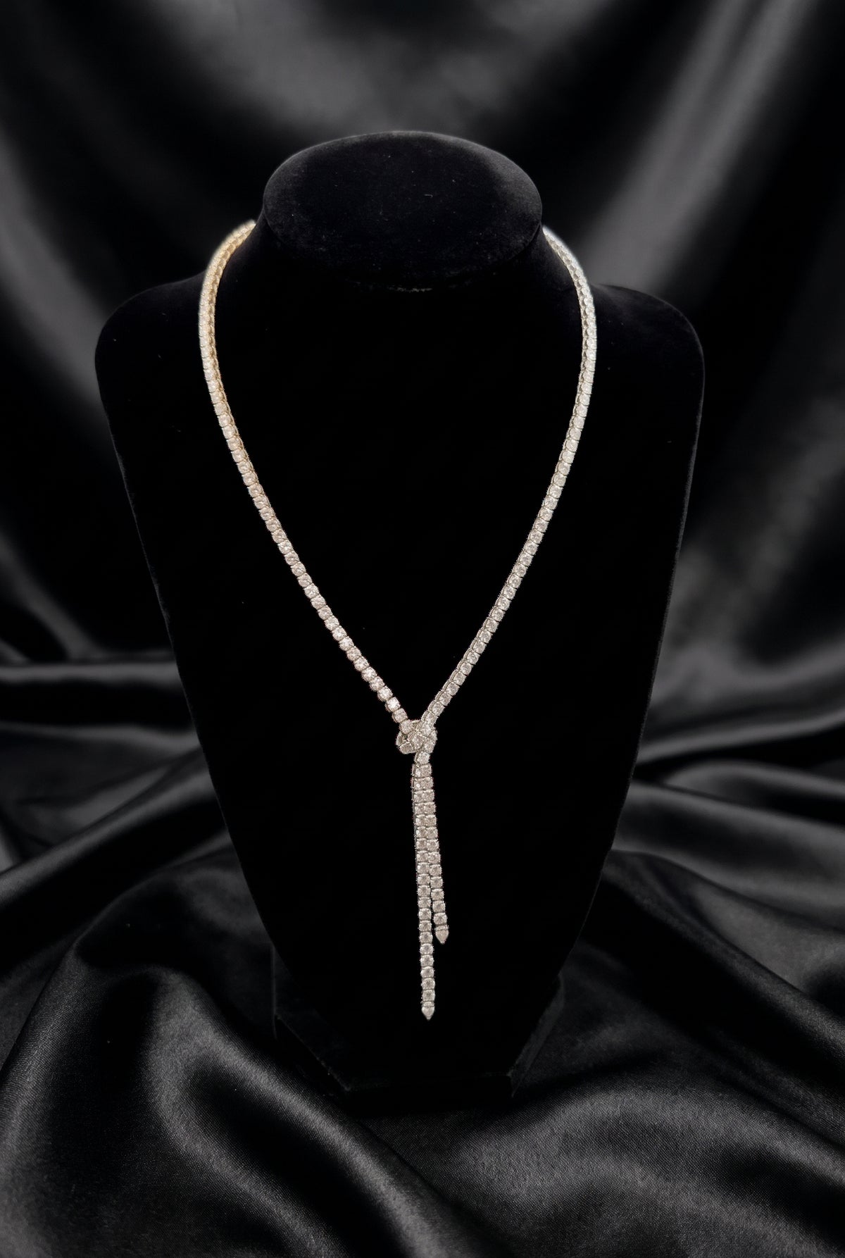 20 CTW Lab-Grown Diamond Lariat Tennis Necklace, 14K Yellow and White Gold