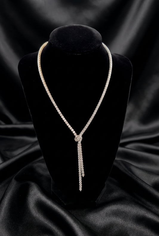 20 CTW Lab-Grown Diamond Lariat Tennis Necklace, 14K Yellow and White Gold