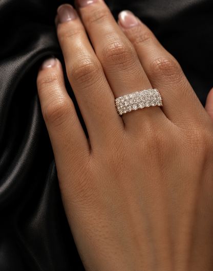 Three Row Pave' Lab-Grown Diamond Fashion Ring
