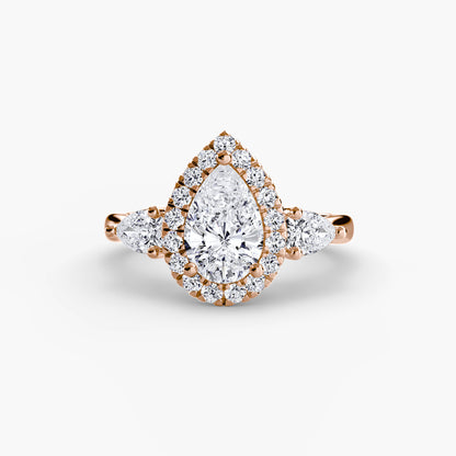 Three-Stone Ring with Halo