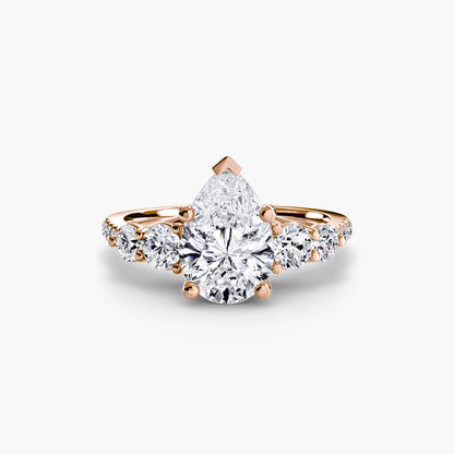 Five Stone Ring with Pavé Band