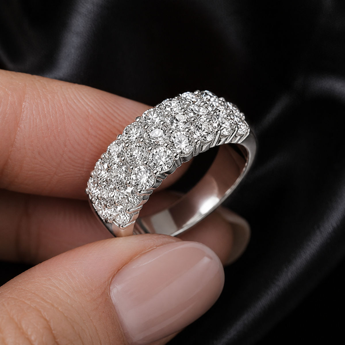 Three Row Pave' Lab-Grown Diamond Fashion Ring