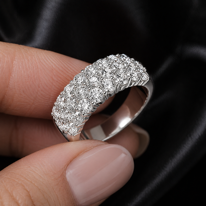 Three Row Pave' Lab-Grown Diamond Fashion Ring