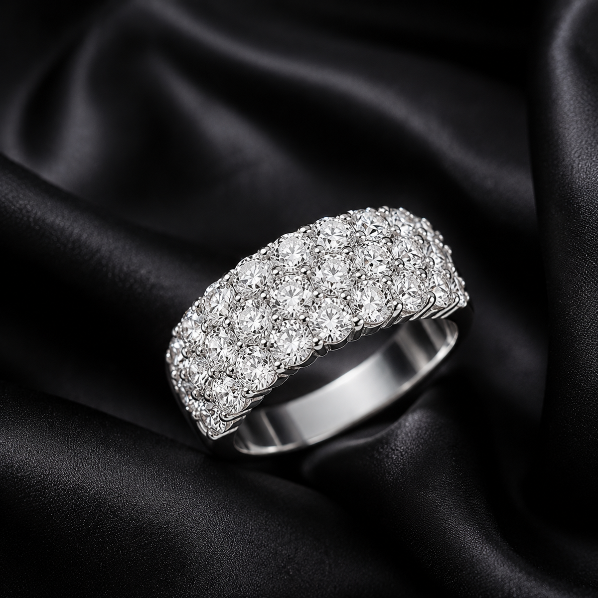 Three Row Pave' Lab-Grown Diamond Fashion Ring