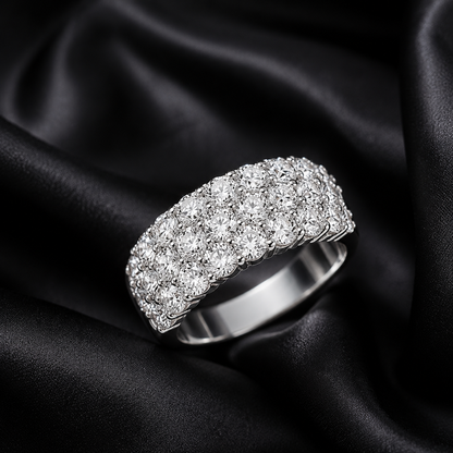 Three Row Pave' Lab-Grown Diamond Fashion Ring