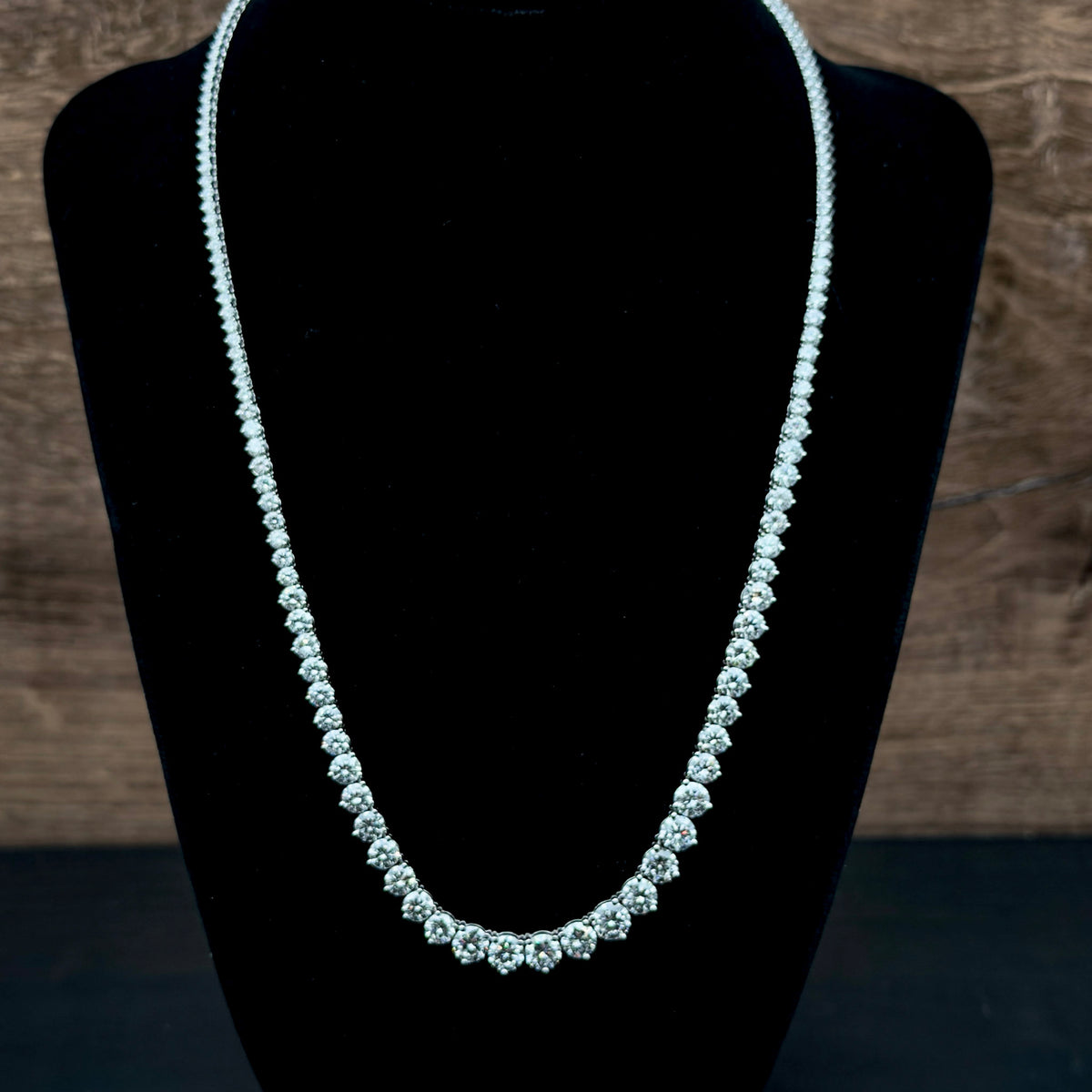 17 CTW Lab-Grown Diamond Riviera Graduated Tennis Necklace, 14K Gold