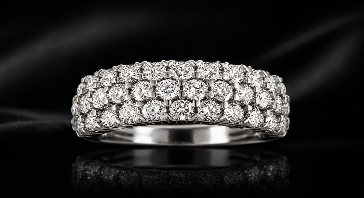 3 Row Pave’ Fashion Ring