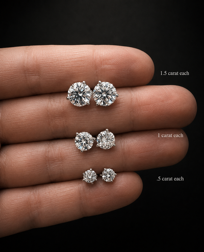different sizes of diamond stud earrings