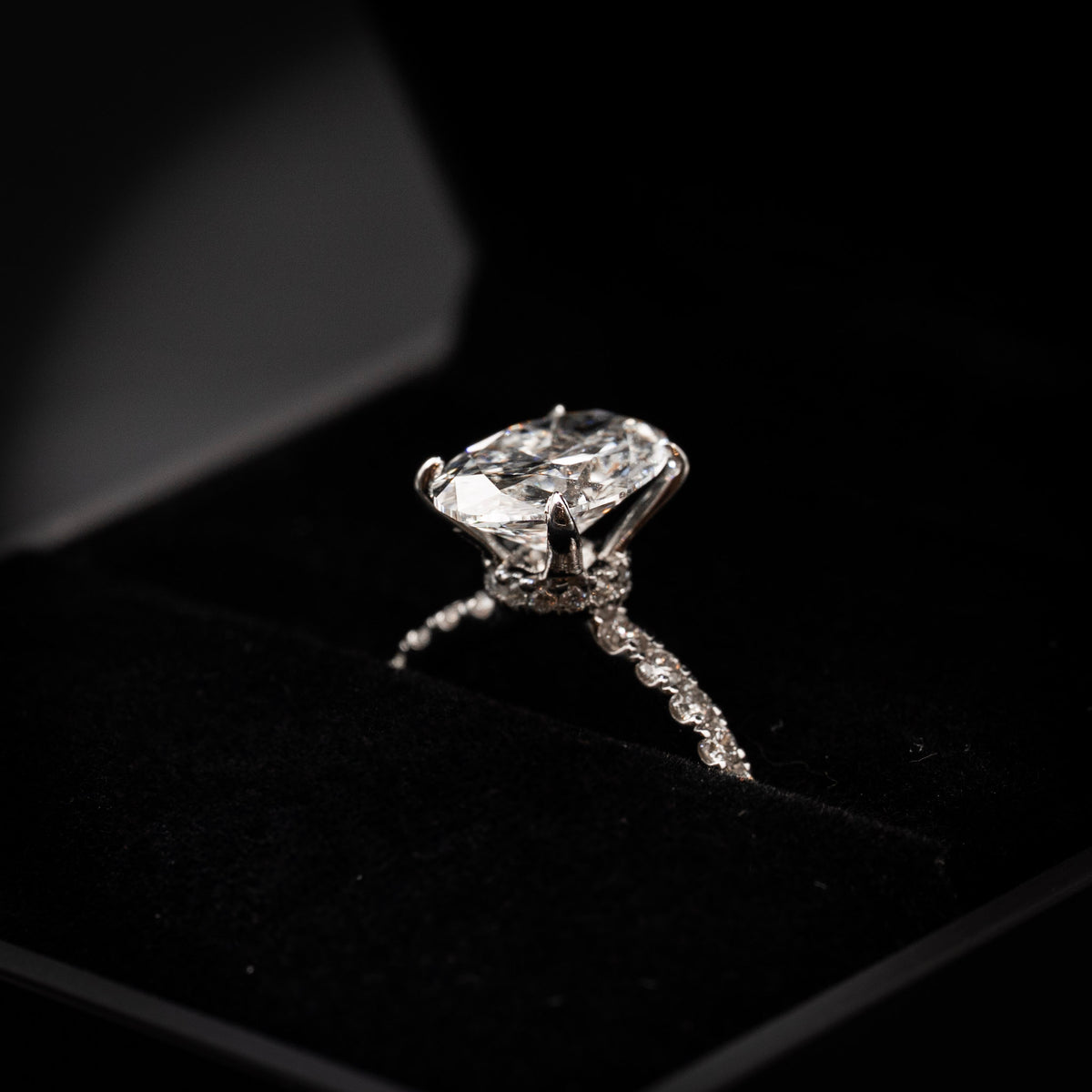 Lab-Grown Diamond Engagement Ring with Hidden Halo