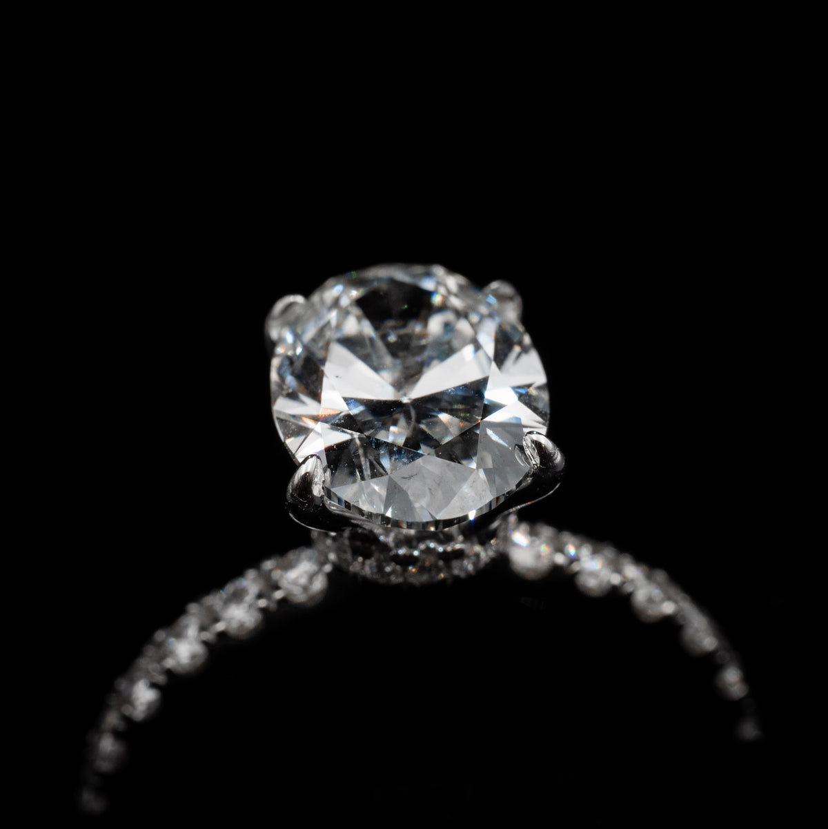 Lab-Grown Diamond Engagement Ring with Hidden Halo