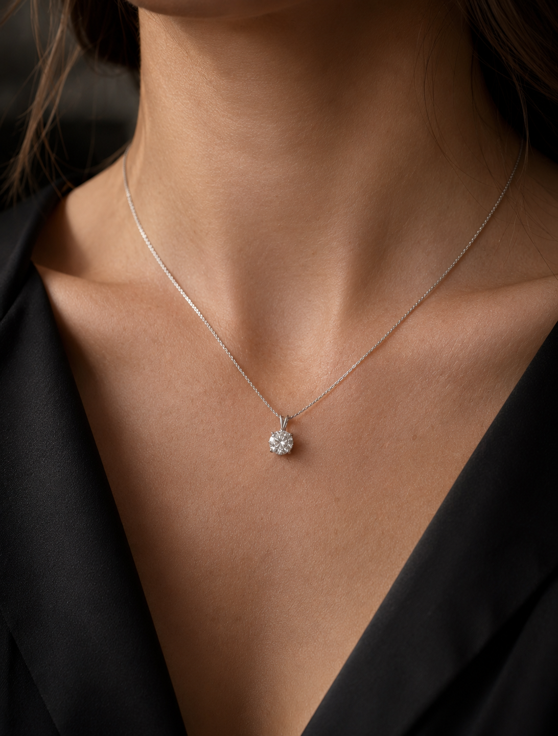 Round Lab-Grown Diamond Split Bail Solitaire Sliding Pendant (Pendant Only)